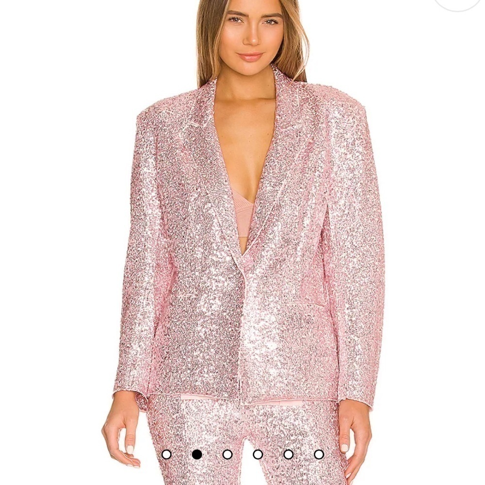 Norma Kamali Pink Sequin Blazer and Sequin Spat Pant - Picture 2 of 12